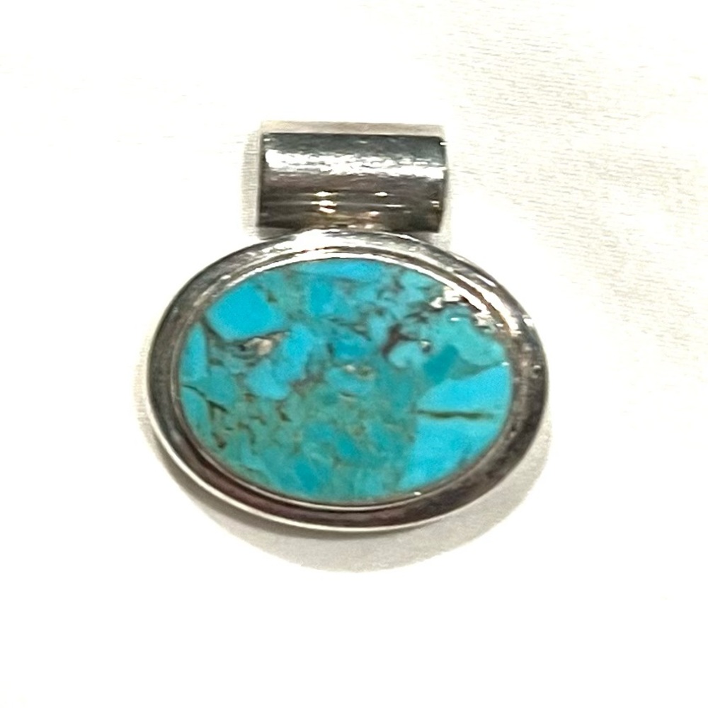 925 Silver Turquoise Pendant  Made in Thailand one inch by one inch